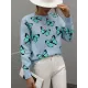 Original Long Sleeves Loose Butterfly Print Contrast Color Round-Neck Sweater Tops Original Long Sleeves Loose Butterfly Print Contrast Color Round-Neck Sweater Tops