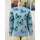 Original Long Sleeves Loose Butterfly Print Contrast Color Round-Neck Sweater Tops Original Long Sleeves Loose Butterfly Print Contrast Color Round-Neck Sweater Tops