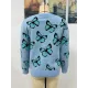 Original Long Sleeves Loose Butterfly Print Contrast Color Round-Neck Sweater Tops Original Long Sleeves Loose Butterfly Print Contrast Color Round-Neck Sweater Tops