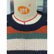 Original Long Sleeves Loose Contrast Color Striped Round-Neck Sweater Tops Original Long Sleeves Loose Contrast Color Striped Round-Neck Sweater Tops