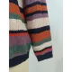 Original Long Sleeves Loose Contrast Color Striped Round-Neck Sweater Tops Original Long Sleeves Loose Contrast Color Striped Round-Neck Sweater Tops