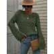 Original Creation Long Sleeves Loose Hollow Solid Color Round-Neck Sweater Tops