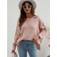 Casual Long Sleeves Loose Split-Side Solid Color Round-Neck Sweater Tops Casual Long Sleeves Loose Split-Side Solid Color Round-Neck Sweater Tops