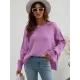 Casual Long Sleeves Loose Split-Side Solid Color Round-Neck Sweater Tops Casual Long Sleeves Loose Split-Side Solid Color Round-Neck Sweater Tops