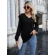 Casual Loose Solid Color V-Neck Shirts Top Casual Loose Solid Color V-Neck Shirts Top