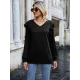 Casual Loose Solid Color V-Neck Shirts Top Casual Loose Solid Color V-Neck Shirts Top
