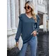 Casual Loose Solid Color V-Neck Shirts Top Casual Loose Solid Color V-Neck Shirts Top
