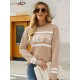 Casual Loose Letter Print Solid Color Round-Neck Sweater Tops Casual Loose Letter Print Solid Color Round-Neck Sweater Tops