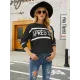 Casual Loose Letter Print Solid Color Round-Neck Sweater Tops Casual Loose Letter Print Solid Color Round-Neck Sweater Tops