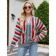 Casual Loose Patchwork V-Neck Sweater Top Casual Loose Patchwork V-Neck Sweater Top