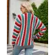 Casual Loose Patchwork V-Neck Sweater Top Casual Loose Patchwork V-Neck Sweater Top