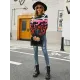 Casual Loose Zebra-Stripe Patchwork Sweater Top Casual Loose Zebra-Stripe Patchwork Sweater Top