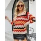 Casual Loose Patchwork Round-Neck Sweater Top Casual Loose Patchwork Round-Neck Sweater Top