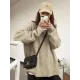 Simple Loose Long Sleeves Round-Neck Sweater Tops Pullovers Simple Loose Long Sleeves Round-Neck Sweater Tops Pullovers