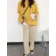 Simple Loose Long Sleeves Round-Neck Sweater Tops Pullovers Simple Loose Long Sleeves Round-Neck Sweater Tops Pullovers