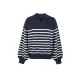 Casual Long Sleeves Loose Striped Lapel Collar Sweater Tops Casual Long Sleeves Loose Striped Lapel Collar Sweater Tops