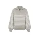 Casual Long Sleeves Loose Striped Lapel Collar Sweater Tops Casual Long Sleeves Loose Striped Lapel Collar Sweater Tops
