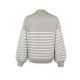 Casual Long Sleeves Loose Striped Lapel Collar Sweater Tops Casual Long Sleeves Loose Striped Lapel Collar Sweater Tops
