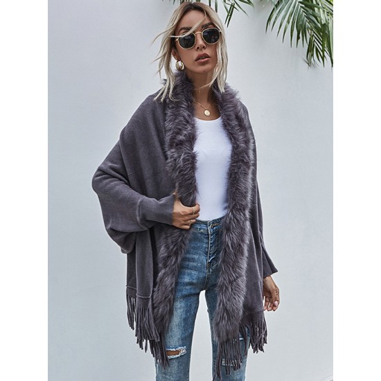 Casual Loose Tasseled Solid Patchwork Sweater Top Casual Loose Tasseled Solid Patchwork Sweater Top
