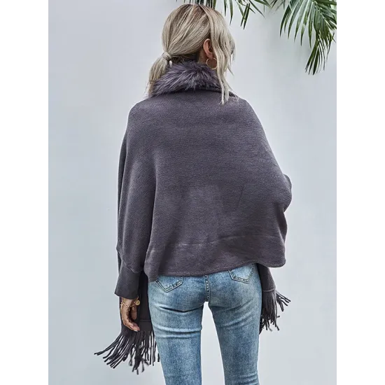 Casual Loose Tasseled Solid Patchwork Sweater Top Casual Loose Tasseled Solid Patchwork Sweater Top
