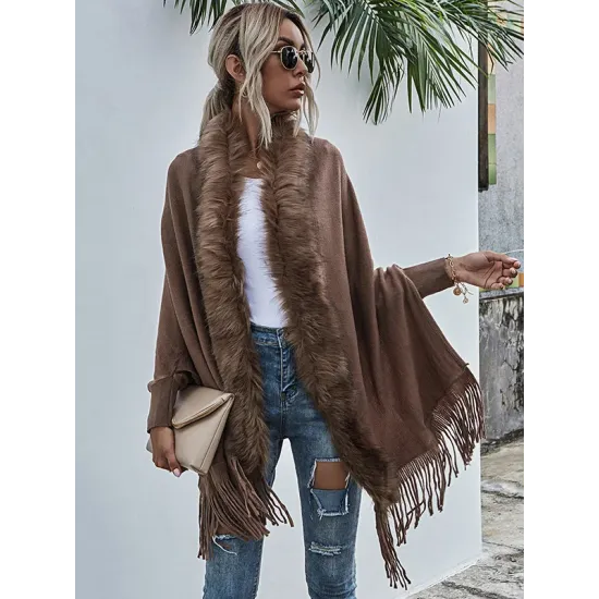 Casual Loose Tasseled Solid Patchwork Sweater Top Casual Loose Tasseled Solid Patchwork Sweater Top