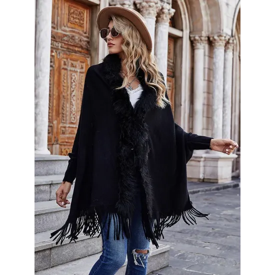 Casual Loose Tasseled Solid Patchwork Sweater Top Casual Loose Tasseled Solid Patchwork Sweater Top