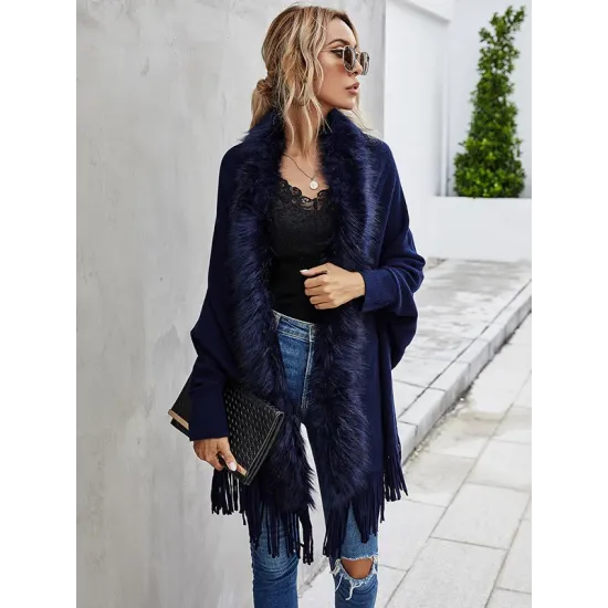Casual Loose Tasseled Solid Patchwork Sweater Top Casual Loose Tasseled Solid Patchwork Sweater Top