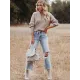 Stylish Loose Solid Color& Contrast Color Striped Lapel Collar Sweater Tops