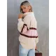 Stylish Loose Solid Color& Contrast Color Striped Lapel Collar Sweater Tops