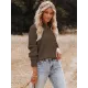 Stylish Loose Solid Color& Contrast Color Striped Lapel Collar Sweater Tops