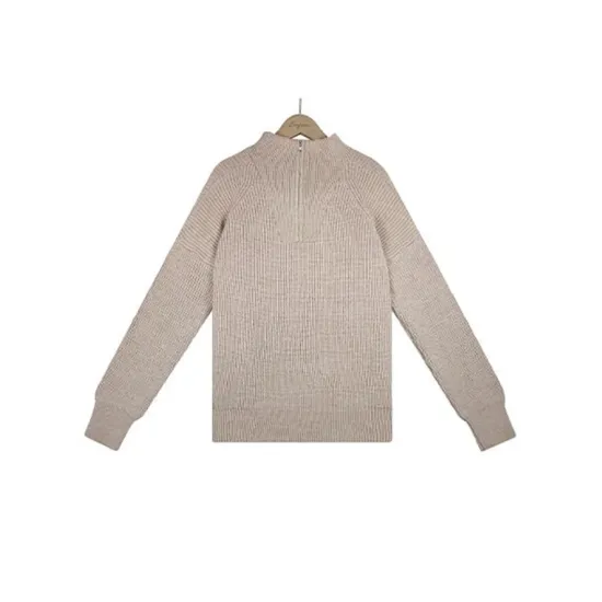 Stylish Loose Solid Color& Contrast Color Striped Lapel Collar Sweater Tops