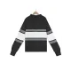 Stylish Loose Solid Color& Contrast Color Striped Lapel Collar Sweater Tops