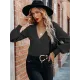 Casual Long Sleeves Solid Color V-Neck Sweater Tops