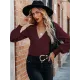 Casual Long Sleeves Solid Color V-Neck Sweater Tops