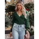 Casual Long Sleeves Solid Color V-Neck Sweater Tops