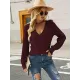 Casual Long Sleeves Solid Color V-Neck Sweater Tops