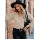 Casual Long Sleeves Solid Color V-Neck Sweater Tops