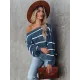 Long Sleeves Striped Off-The-Shoulder Sweater Tops Long Sleeves Striped Off-The-Shoulder Sweater Tops
