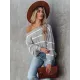 Long Sleeves Striped Off-The-Shoulder Sweater Tops Long Sleeves Striped Off-The-Shoulder Sweater Tops