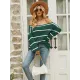 Long Sleeves Striped Off-The-Shoulder Sweater Tops Long Sleeves Striped Off-The-Shoulder Sweater Tops