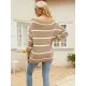 Long Sleeves Striped Off-The-Shoulder Sweater Tops Long Sleeves Striped Off-The-Shoulder Sweater Tops