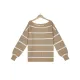Long Sleeves Striped Off-The-Shoulder Sweater Tops Long Sleeves Striped Off-The-Shoulder Sweater Tops