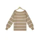 Long Sleeves Striped Off-The-Shoulder Sweater Tops Long Sleeves Striped Off-The-Shoulder Sweater Tops