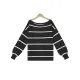Long Sleeves Striped Off-The-Shoulder Sweater Tops Long Sleeves Striped Off-The-Shoulder Sweater Tops