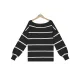 Long Sleeves Striped Off-The-Shoulder Sweater Tops Long Sleeves Striped Off-The-Shoulder Sweater Tops
