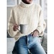 Casual Long Sleeves Solid Color High-Neck Sweater Tops Casual Long Sleeves Solid Color High-Neck Sweater Tops