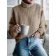 Casual Long Sleeves Solid Color High-Neck Sweater Tops Casual Long Sleeves Solid Color High-Neck Sweater Tops