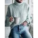 Casual Long Sleeves Solid Color High-Neck Sweater Tops Casual Long Sleeves Solid Color High-Neck Sweater Tops