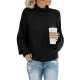 Casual Long Sleeves Solid Color High-Neck Sweater Tops Casual Long Sleeves Solid Color High-Neck Sweater Tops