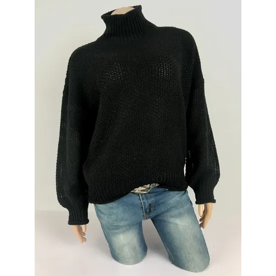 Casual Long Sleeves Solid Color High-Neck Sweater Tops Casual Long Sleeves Solid Color High-Neck Sweater Tops
